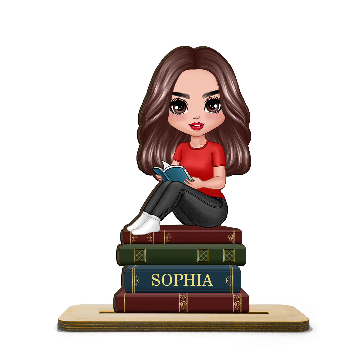 Gift For Book Lover Book Worm Custom Personalized Standing Wooden Plaque - Image 3