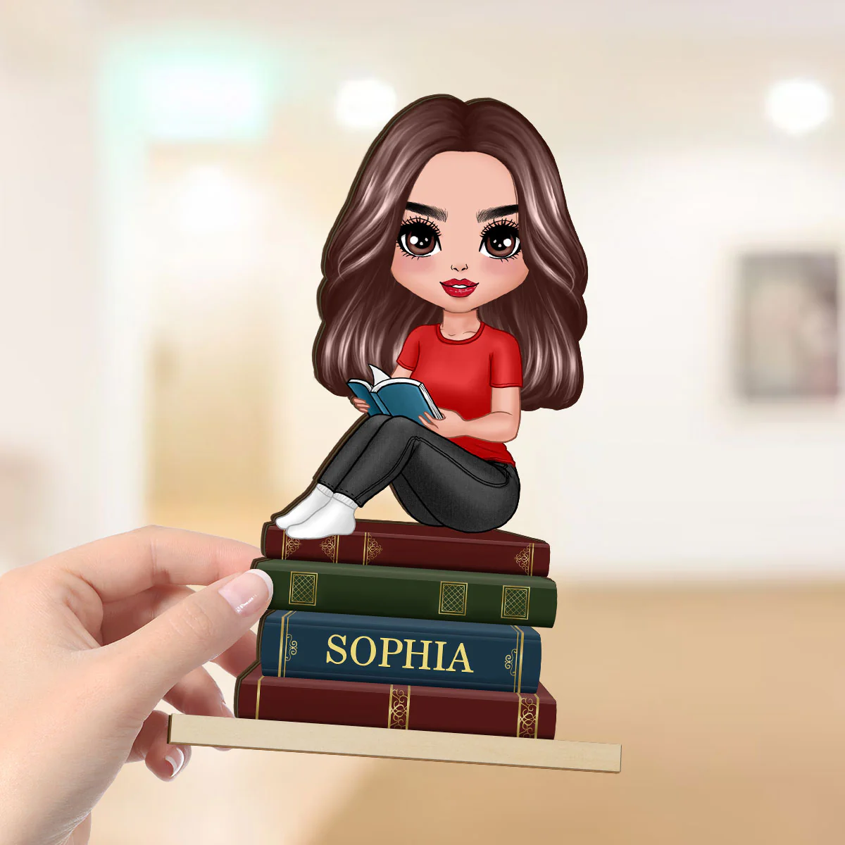 Gift For Book Lover Book Worm Custom Personalized Standing Wooden Plaque - Image 5