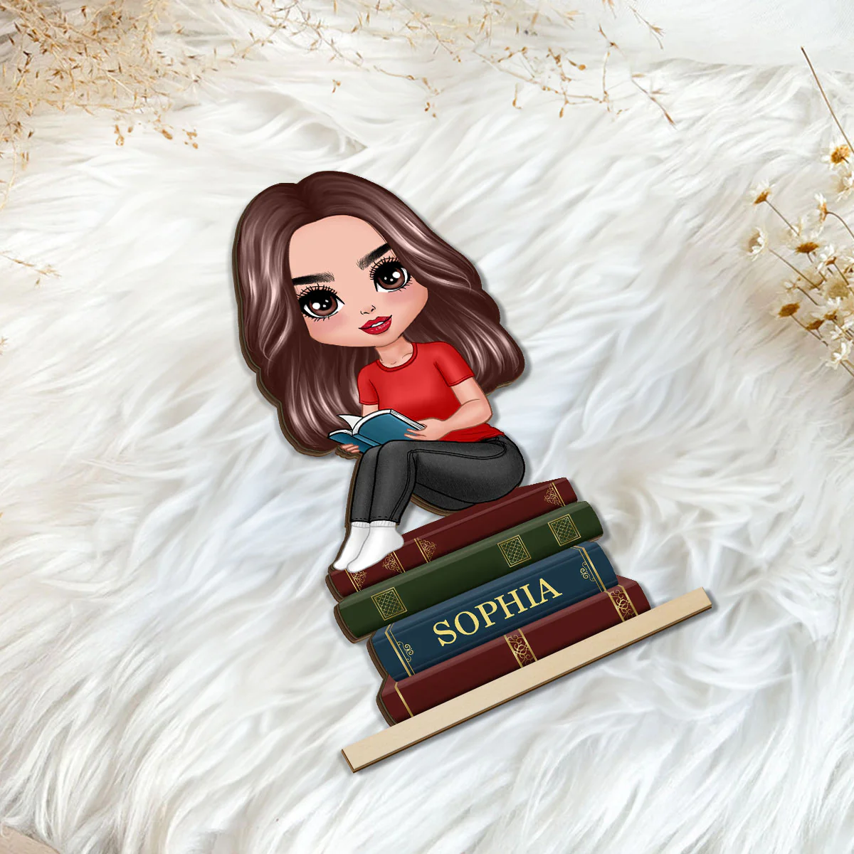 Gift For Book Lover Book Worm Custom Personalized Standing Wooden Plaque - Image 6