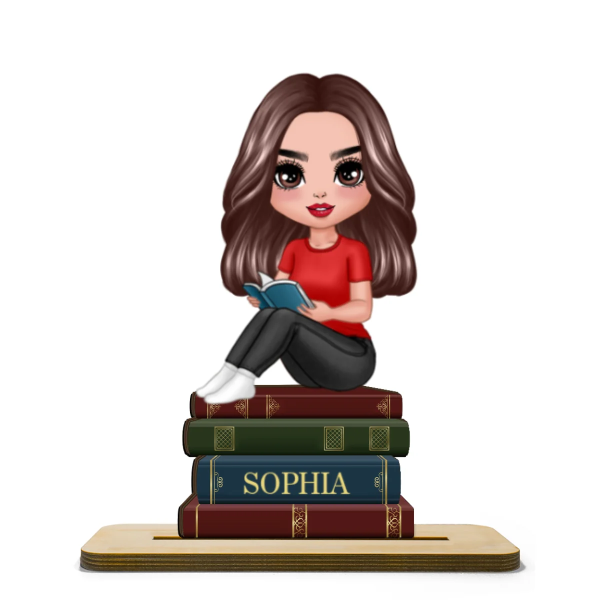 Gift For Book Lover Book Worm Custom Personalized Standing Wooden Plaque - Image 9
