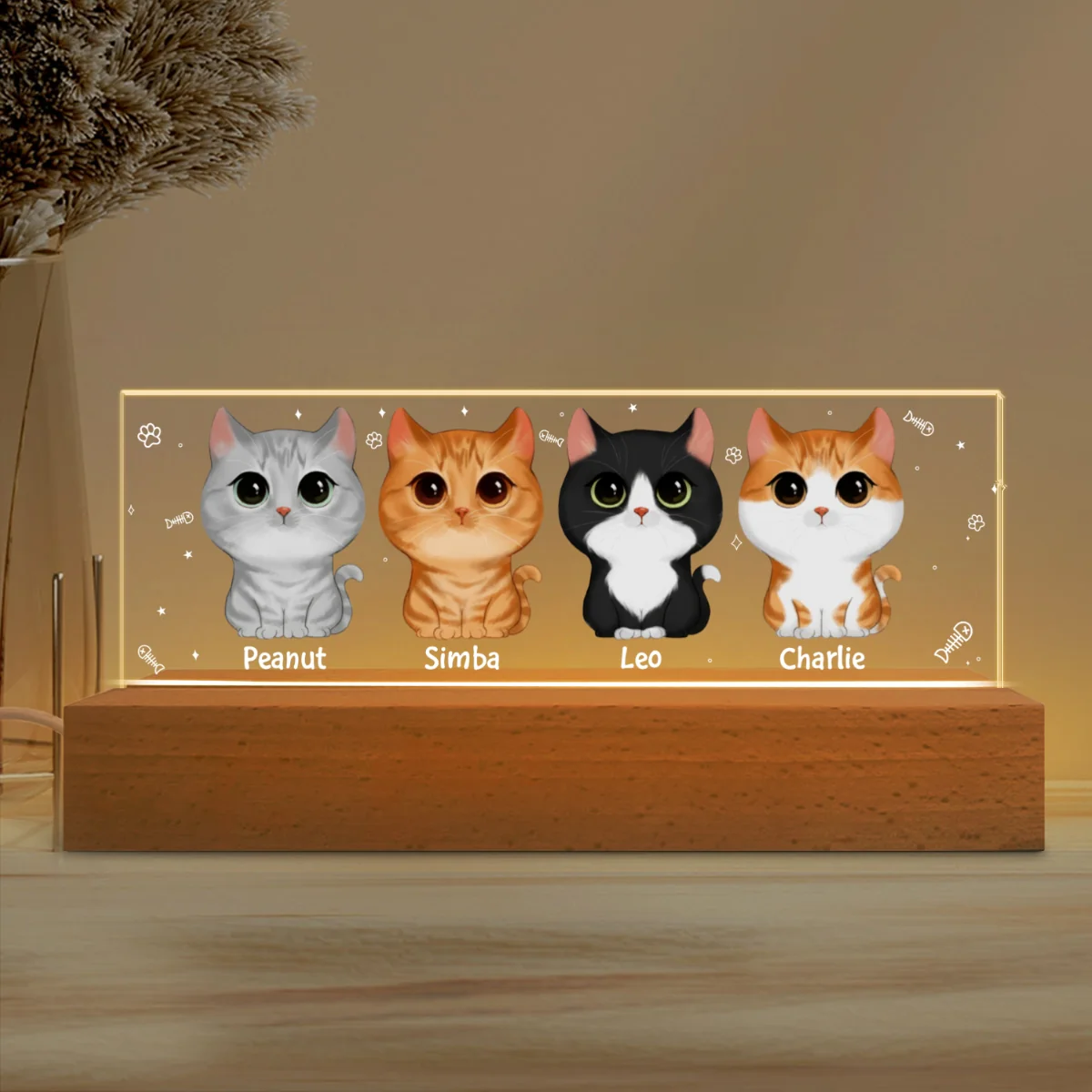Gift For Cat Mom Personalized Acrylic Block LED Night Light - Image 5