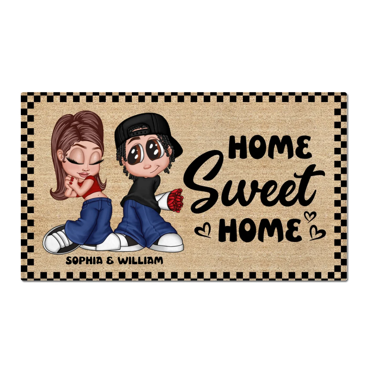 Gift For Couple Home Sweet Home Y2K Style Housewarming Personalized Doormat - Image 6