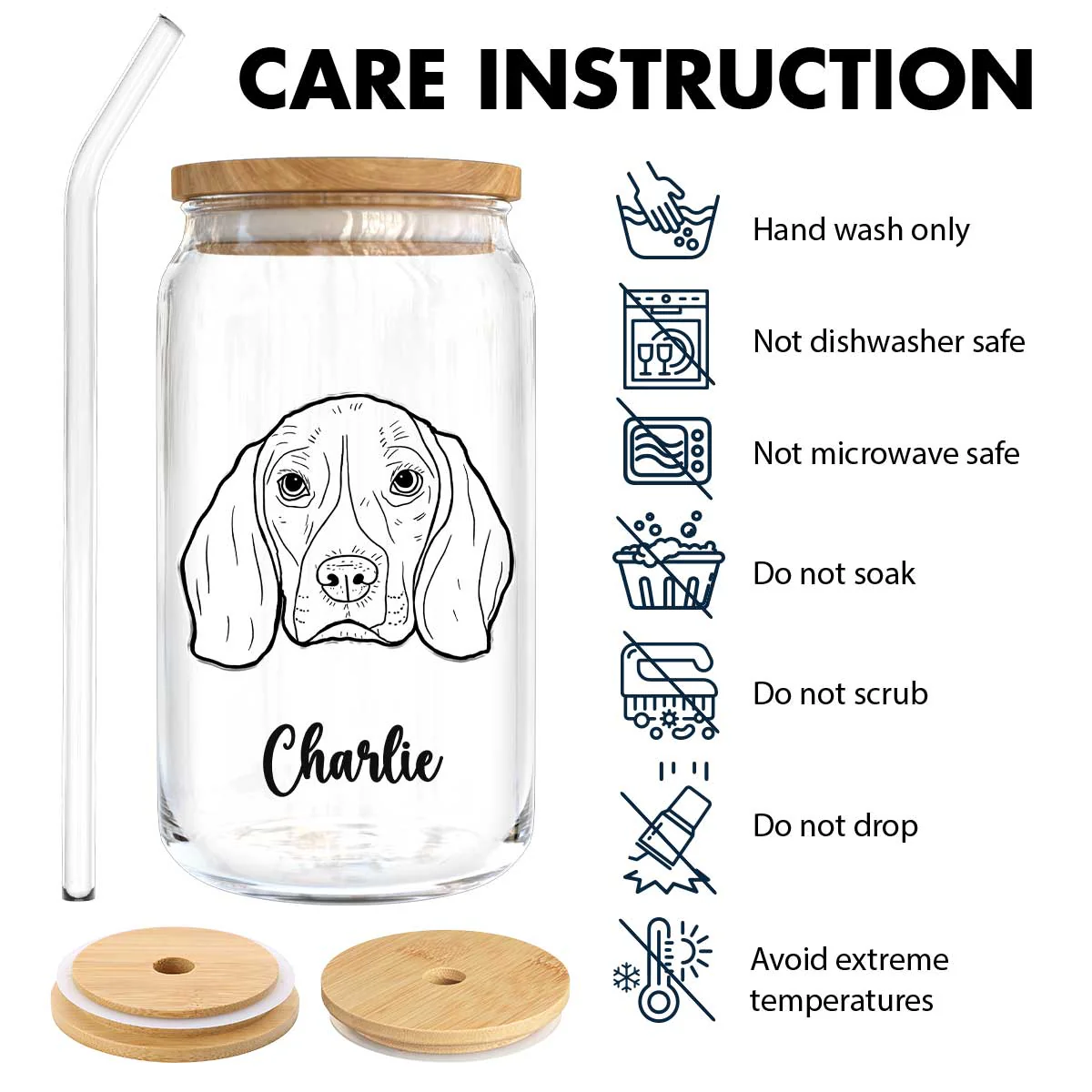 Gift For Dog Mom Dog Lover Dog Outline Personalized Clear Glass Can - Image 7