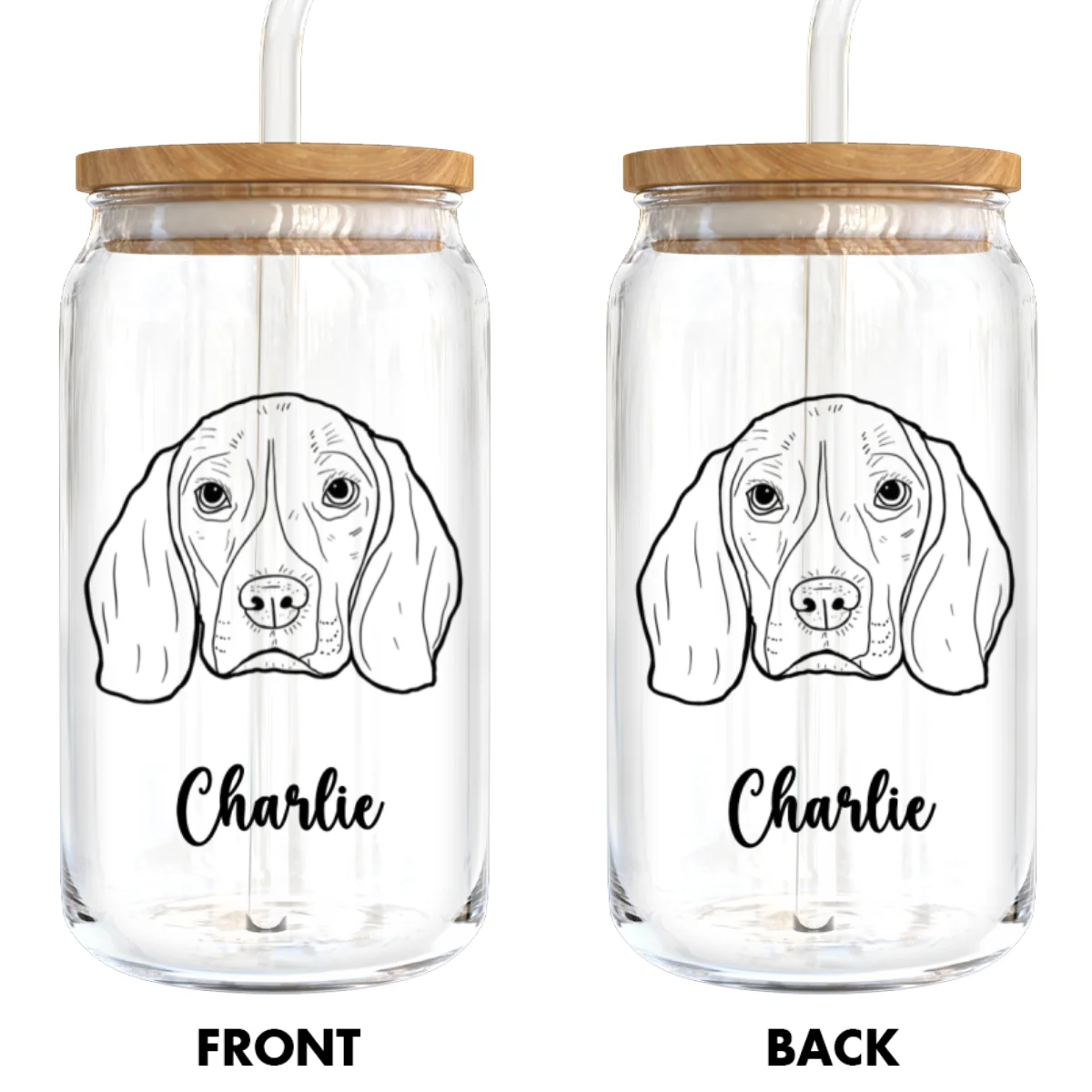 Gift For Dog Mom Dog Lover Dog Outline Personalized Clear Glass Can - Image 8