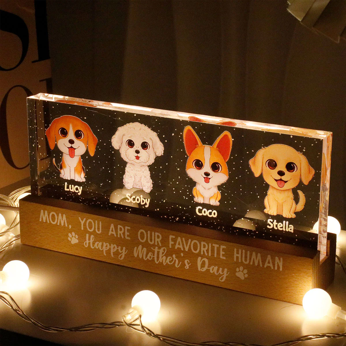 Gift For Dog Mom Personalized Acrylic Block LED Night Light - Image 2