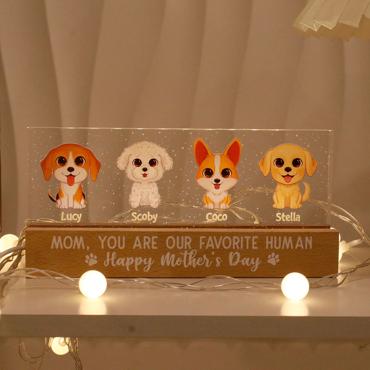Gift For Dog Mom Personalized Acrylic Block LED Night Light - Image 3