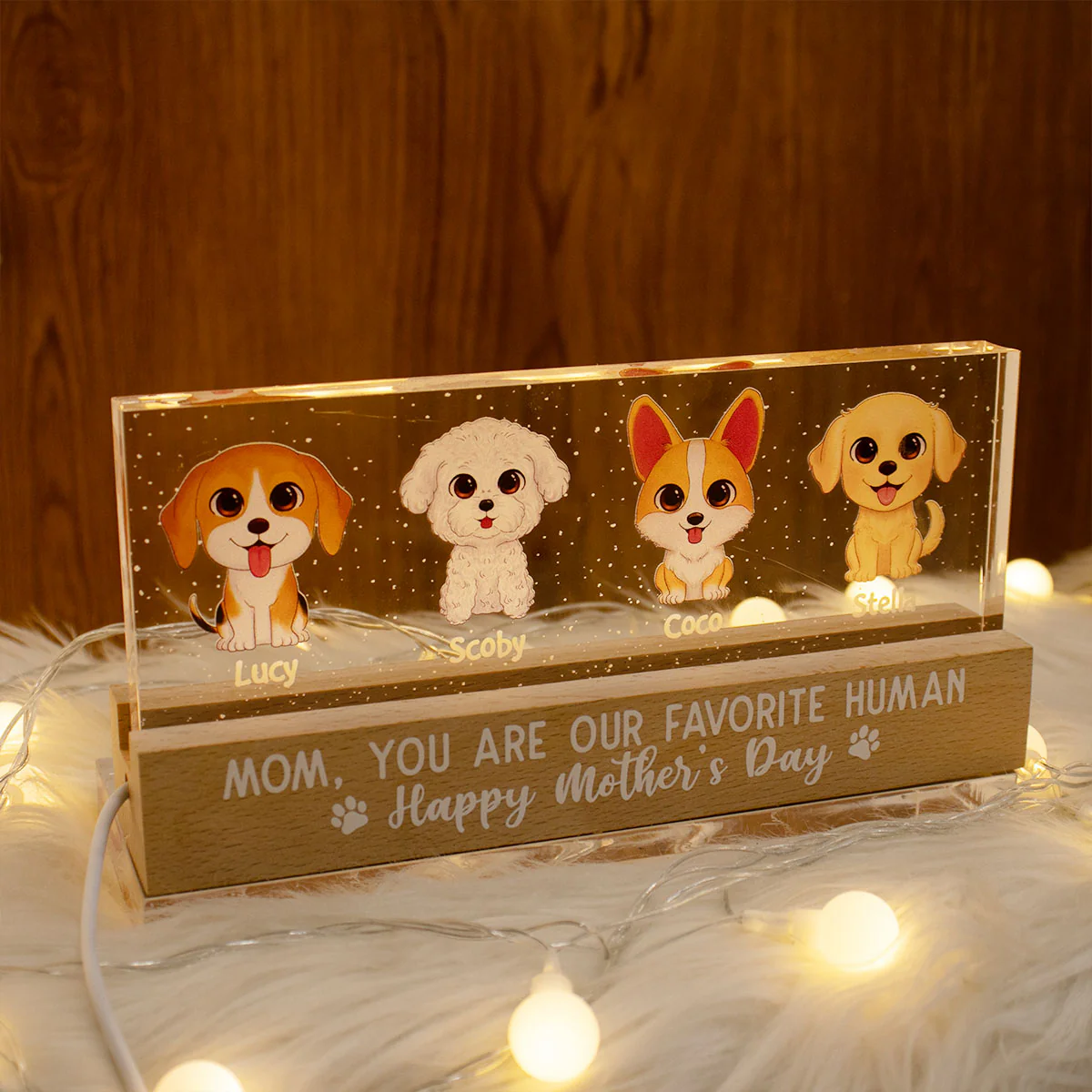 Gift For Dog Mom Personalized Acrylic Block LED Night Light - Image 4
