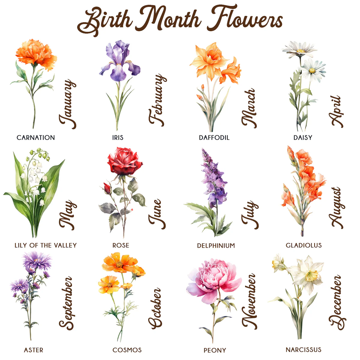 Gift For Grandma Grandma‘s Garden Beautiful Birth Month Flower With Names Personalized Horizontal Poster - Image 3