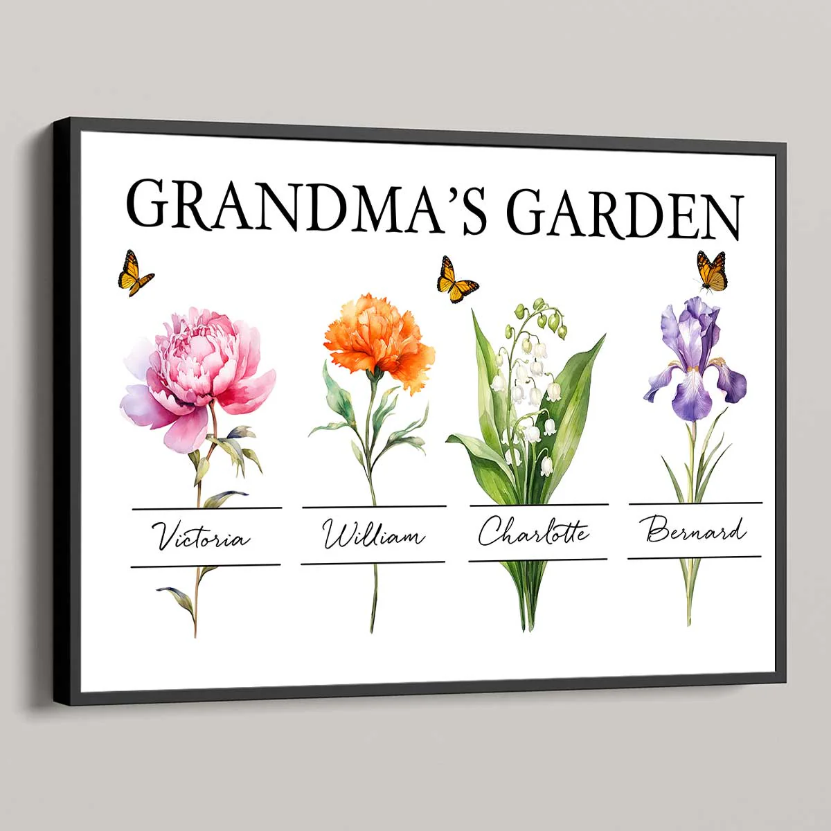 Gift For Grandma Grandma‘s Garden Beautiful Birth Month Flower With Names Personalized Horizontal Poster - Image 4