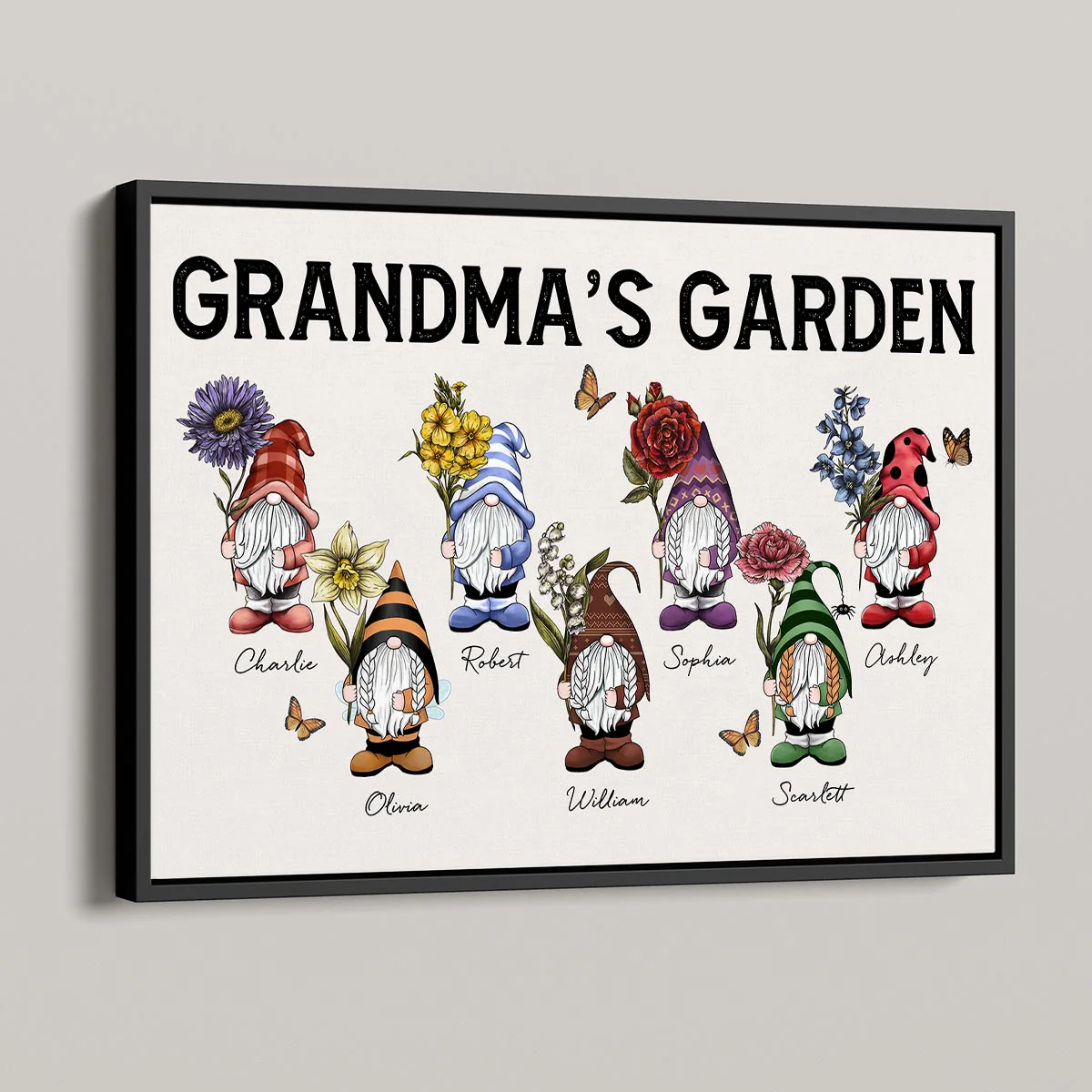 Gift For Grandma Grandma‘s Garden Gnomes With Beautiful Vintage Birth Flowers Personalized Poster - Image 4