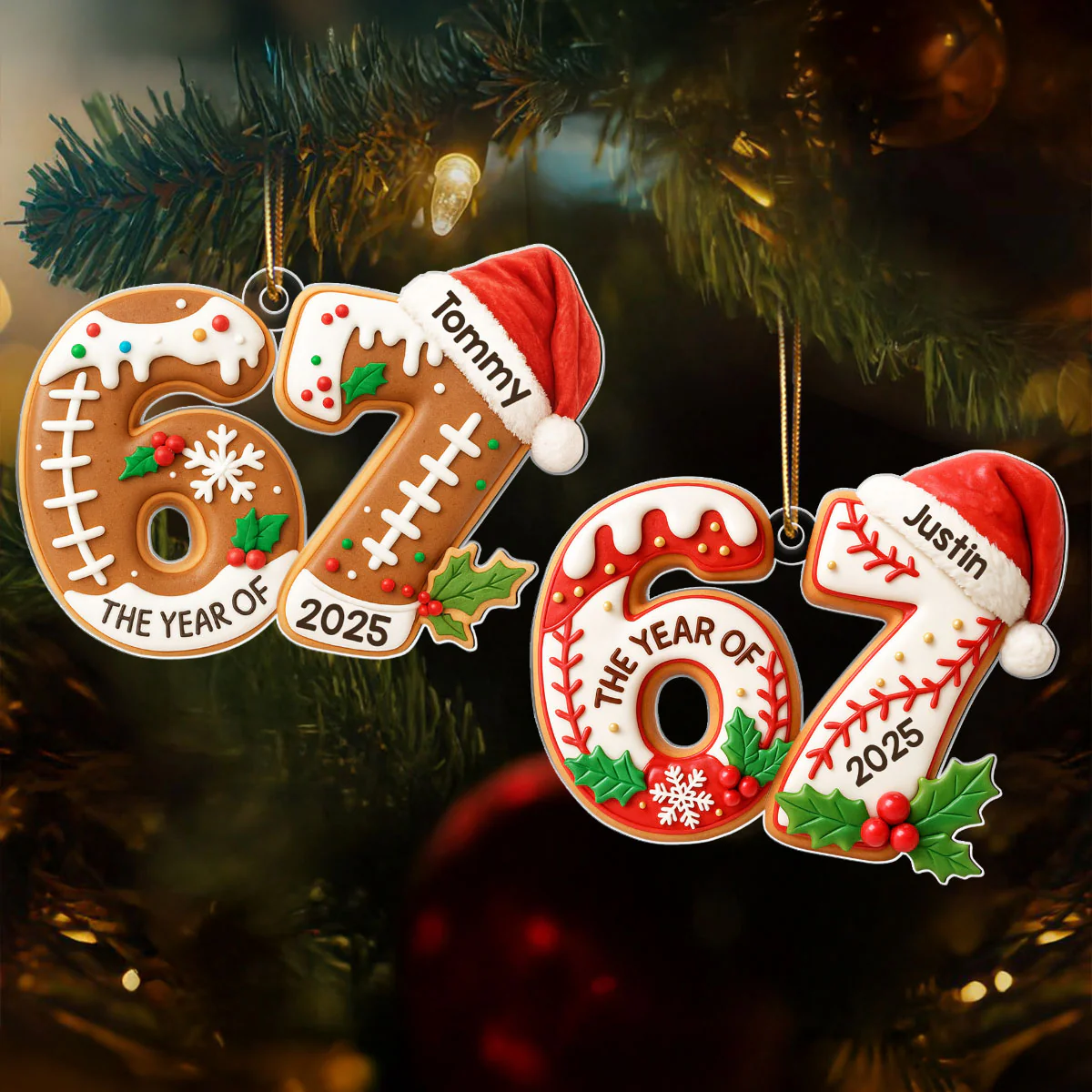 Gingerbread 67 Sports - Personalized Acrylic Ornament - Christmas Gift for Kid, Grandkids - Image 5