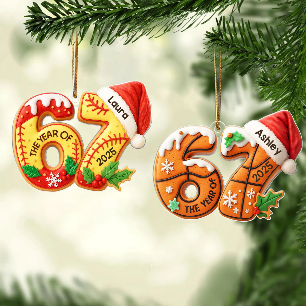 Gingerbread 67 Sports - Personalized Acrylic Ornament - Christmas Gift for Kid, Grandkids - Image 6
