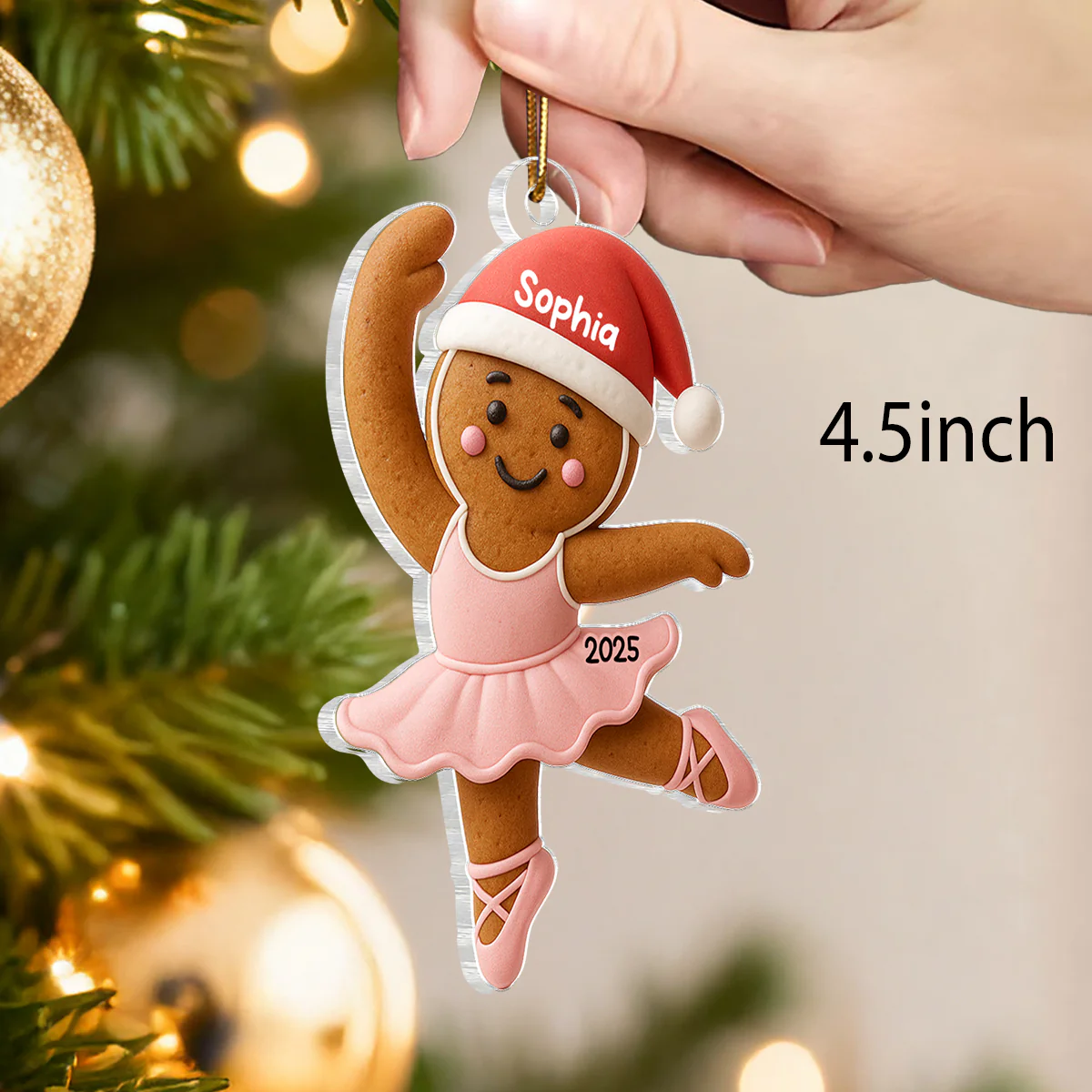 Gingerbread Balletina Dance - Personalized Acrylic Ornament - Unique Christmas Gift For Little Girl, Daughter - Image 2