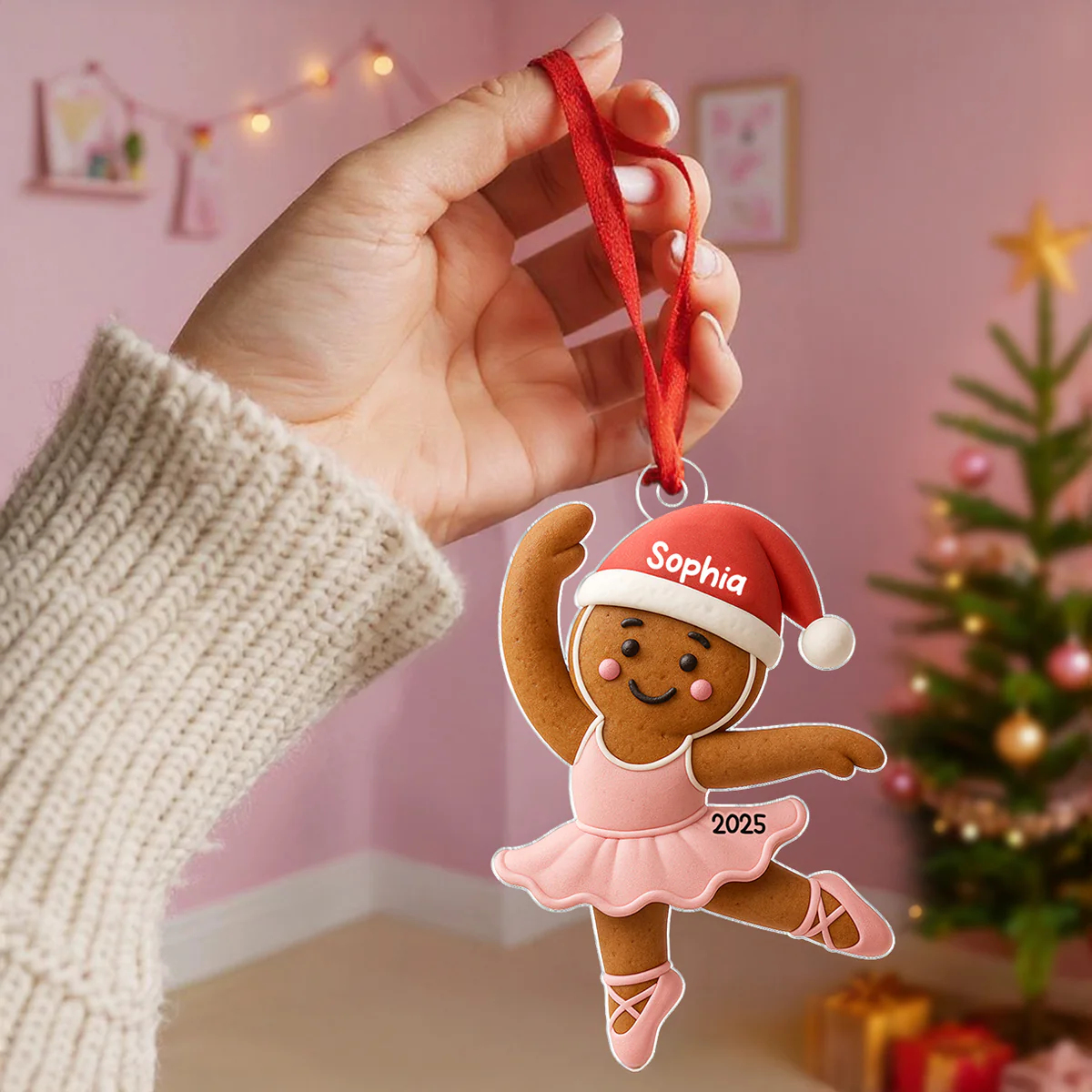 Gingerbread Balletina Dance - Personalized Acrylic Ornament - Unique Christmas Gift For Little Girl, Daughter - Image 3