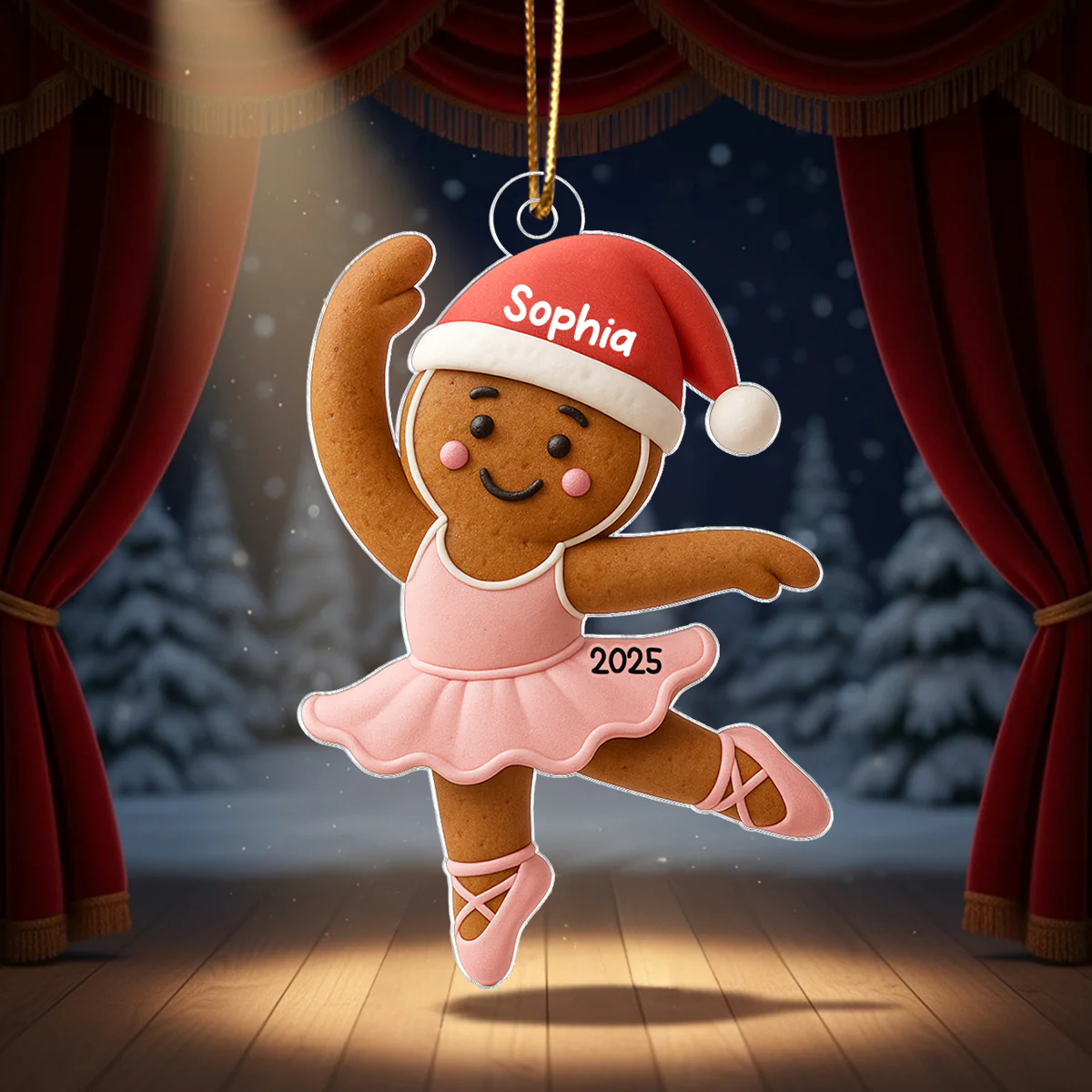 Gingerbread Balletina Dance - Personalized Acrylic Ornament - Unique Christmas Gift For Little Girl, Daughter - Image 4