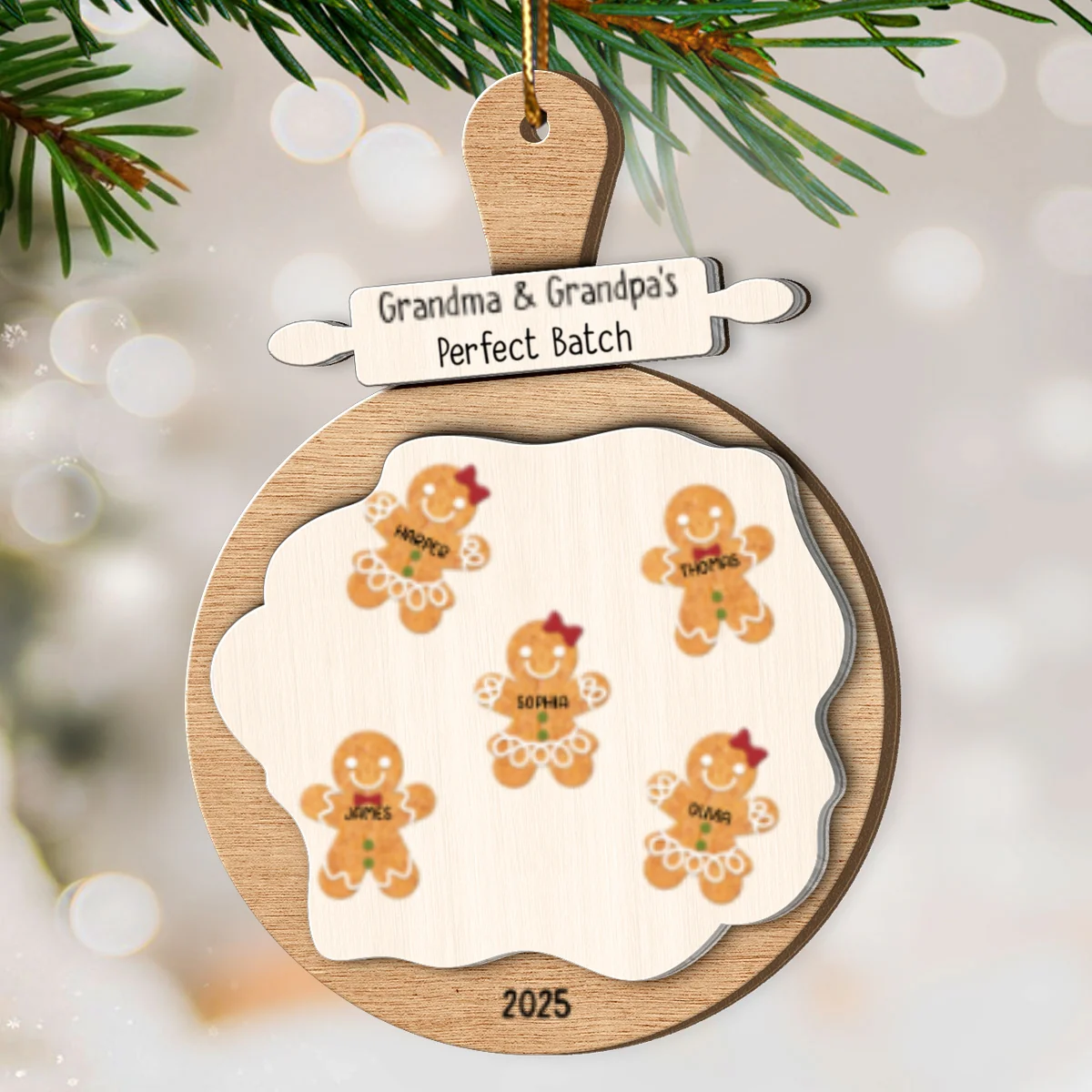 Gingerbread Cookie Perfect Batch - Personalized Spinning Charm Ornament - Image 10