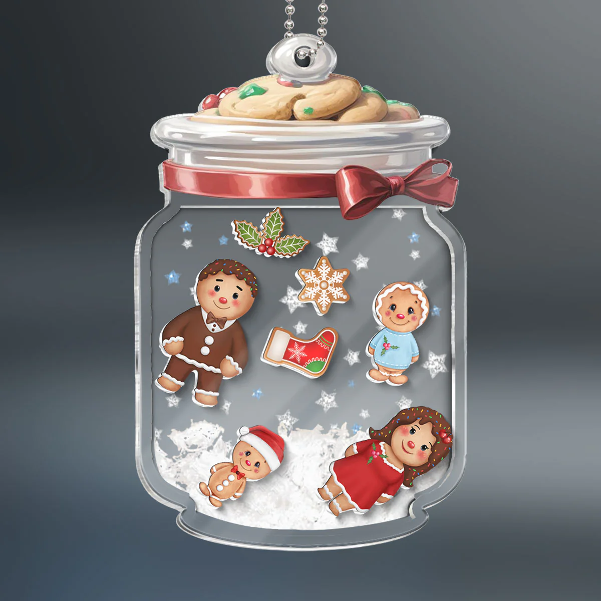 Gingerbread Cookies Jar Personalized Shaker Ornament, Family Christmas Gift - Image 2