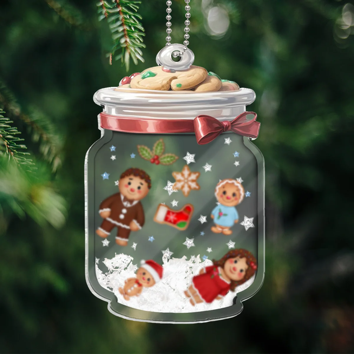 Gingerbread Cookies Jar Personalized Shaker Ornament, Family Christmas Gift - Image 8