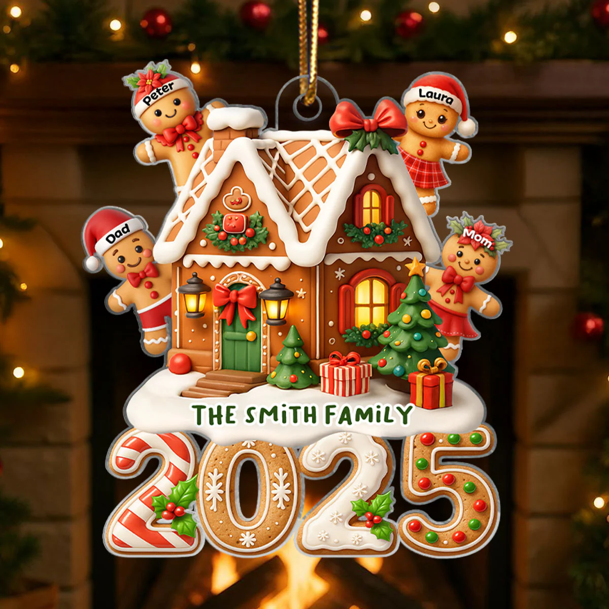 Gingerbread Family 2025 - Personalized Acrylic Ornament - Christmas Gift for Family, for Her, for Husband - Image 5