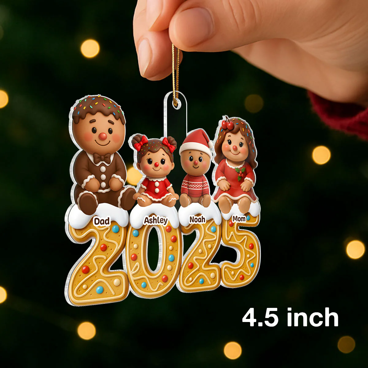 Gingerbread Family 2025 - Personalized Acrylic Ornament - Festive Christmas Decor - Image 2