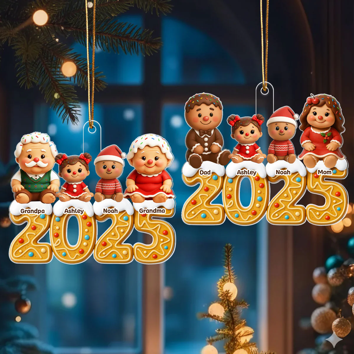 Gingerbread Family 2025 - Personalized Acrylic Ornament - Festive Christmas Decor - Image 3
