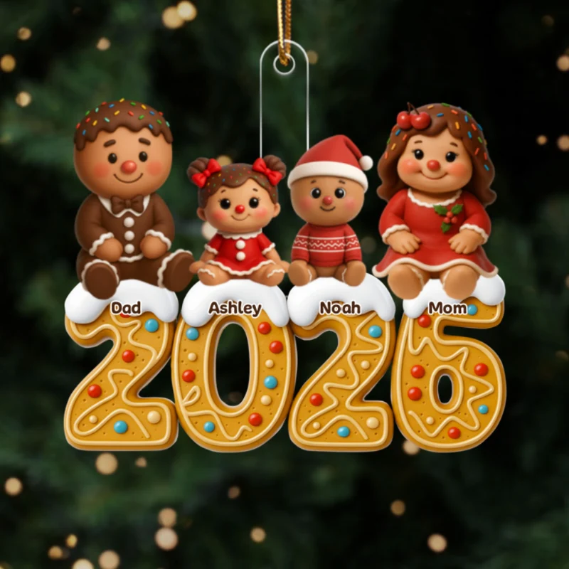 Gingerbread Family 2025 - Personalized Acrylic Ornament - Festive Christmas Decor - Image 9