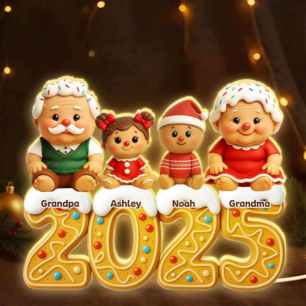 Gingerbread Family 2025 - Personalized Light Box - Festive Christmas Decor - Image 4