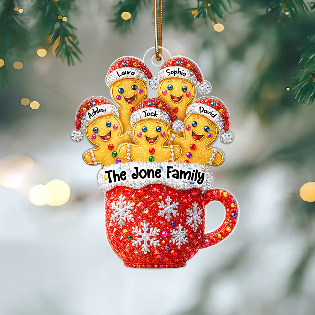 Gingerbread Family 3D Crystal Effect - Personalized Acrylic Ornament - Heartfelt Christmas Gift for Loved Ones - Image 5