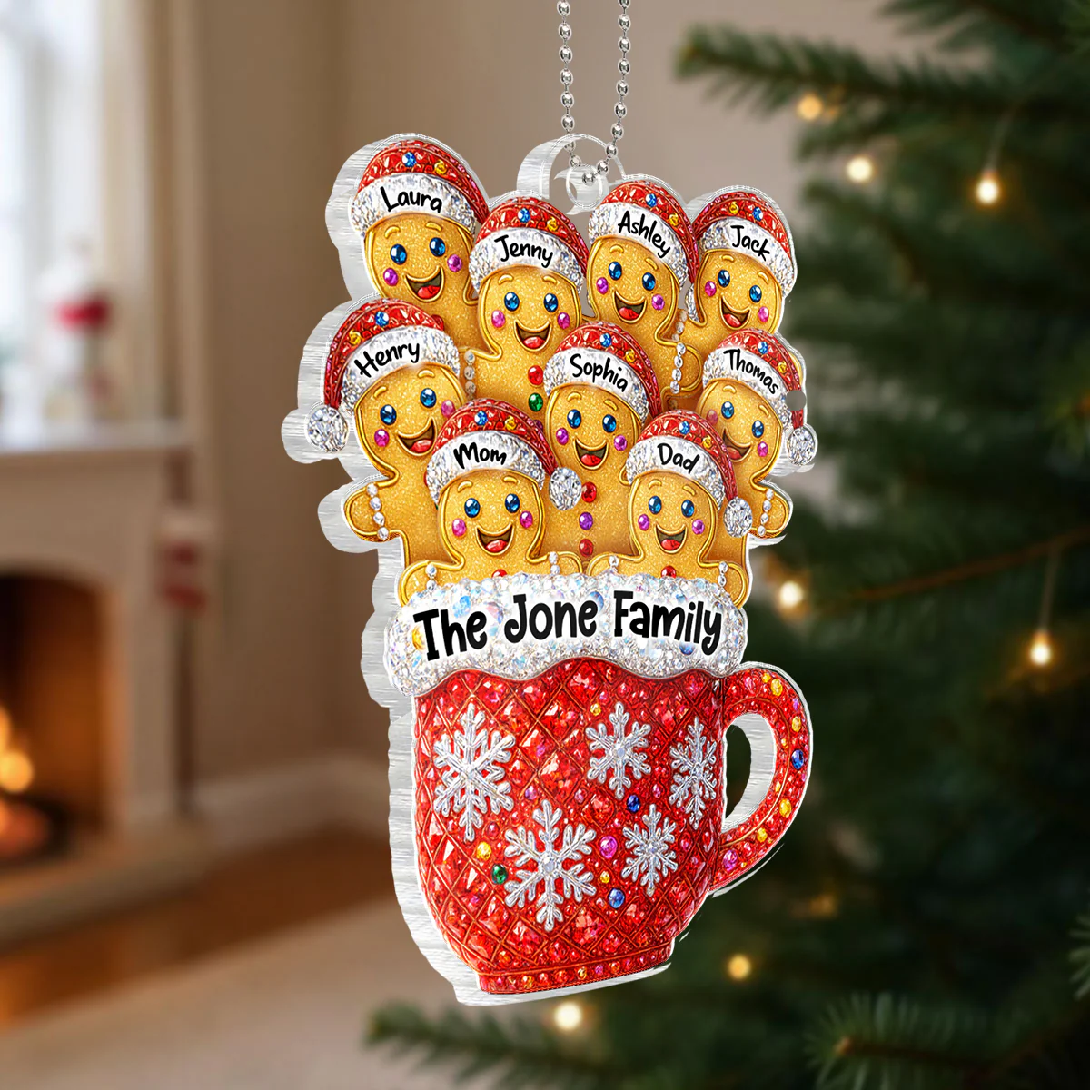 Gingerbread Family 3D Crystal Effect - Personalized Acrylic Ornament - Heartfelt Christmas Gift for Loved Ones - Image 6
