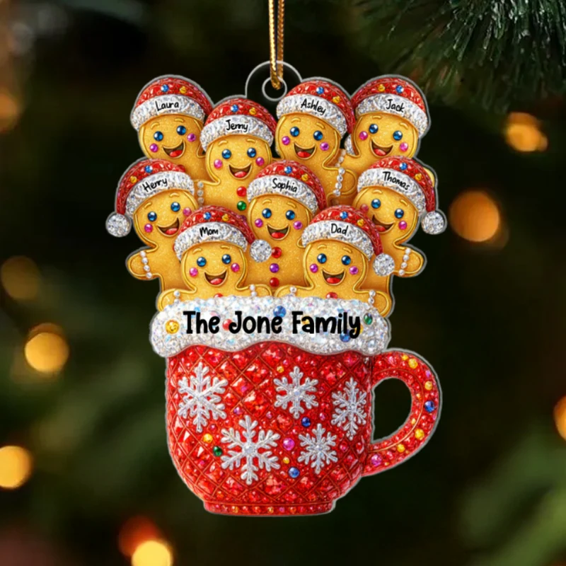 Gingerbread Family 3D Crystal Effect - Personalized Acrylic Ornament - Heartfelt Christmas Gift for Loved Ones - Image 8