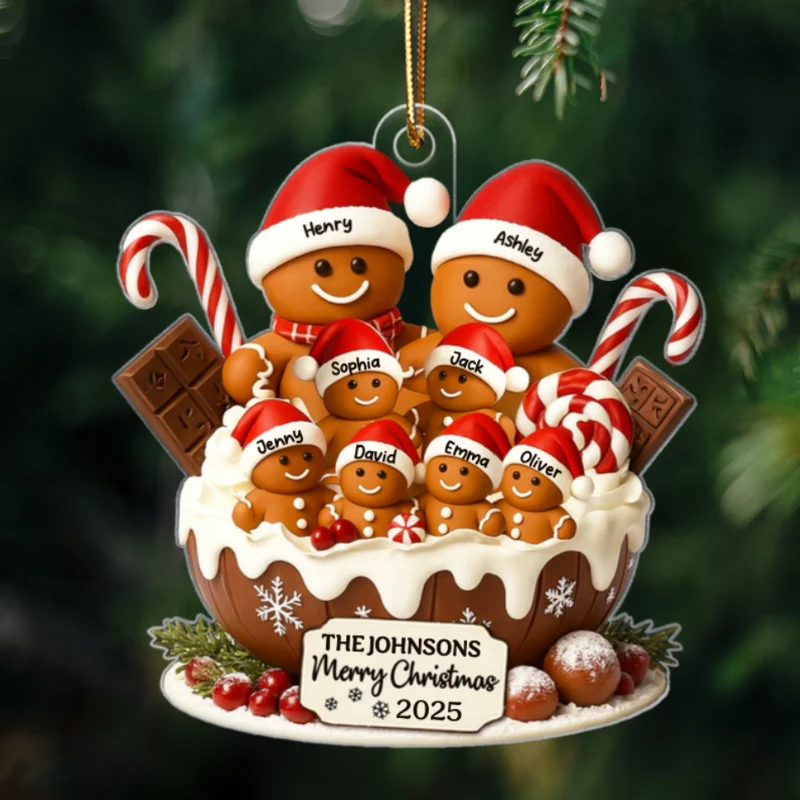 Gingerbread Family Holiday Delight Personalized Acrylic Ornament, Christmas Tree Decor, 2025 Family Ornament - Image 10