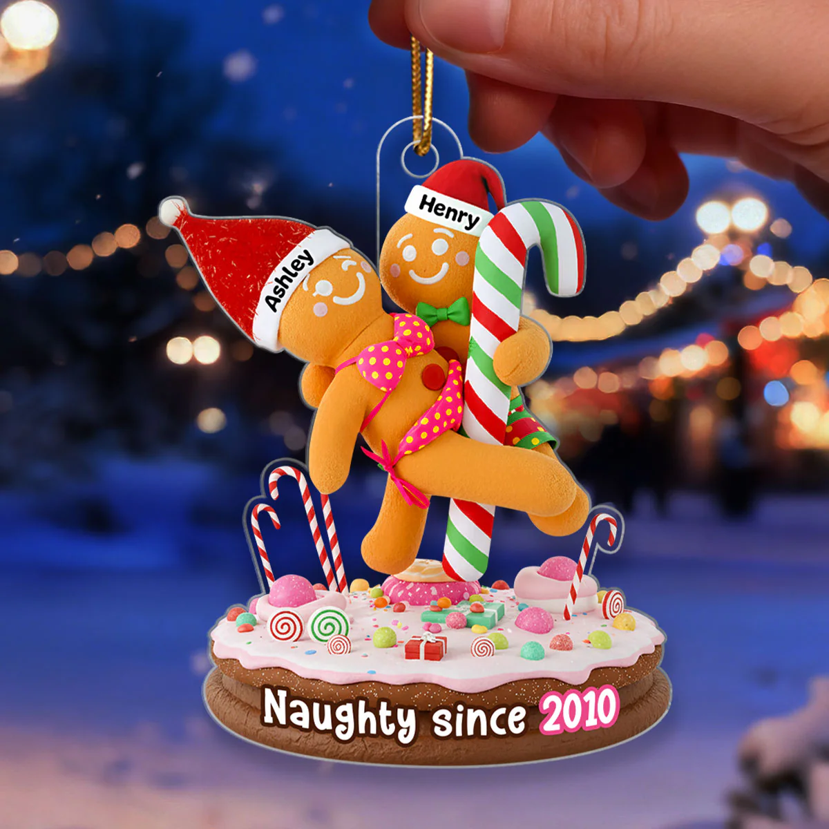 Gingerbread Funny Old Couple - Personalized Acrylic Ornament - Christmas Gift for him, Gift for her - Image 6