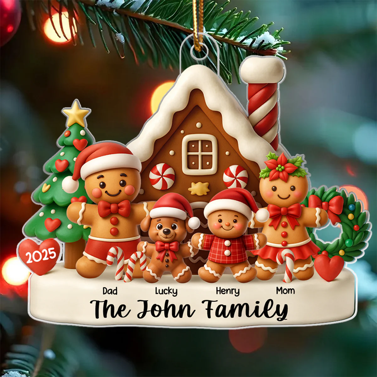 Gingerbread House Family - Personalized Acrylic Ornament - Christmas Decor for Family - Image 6