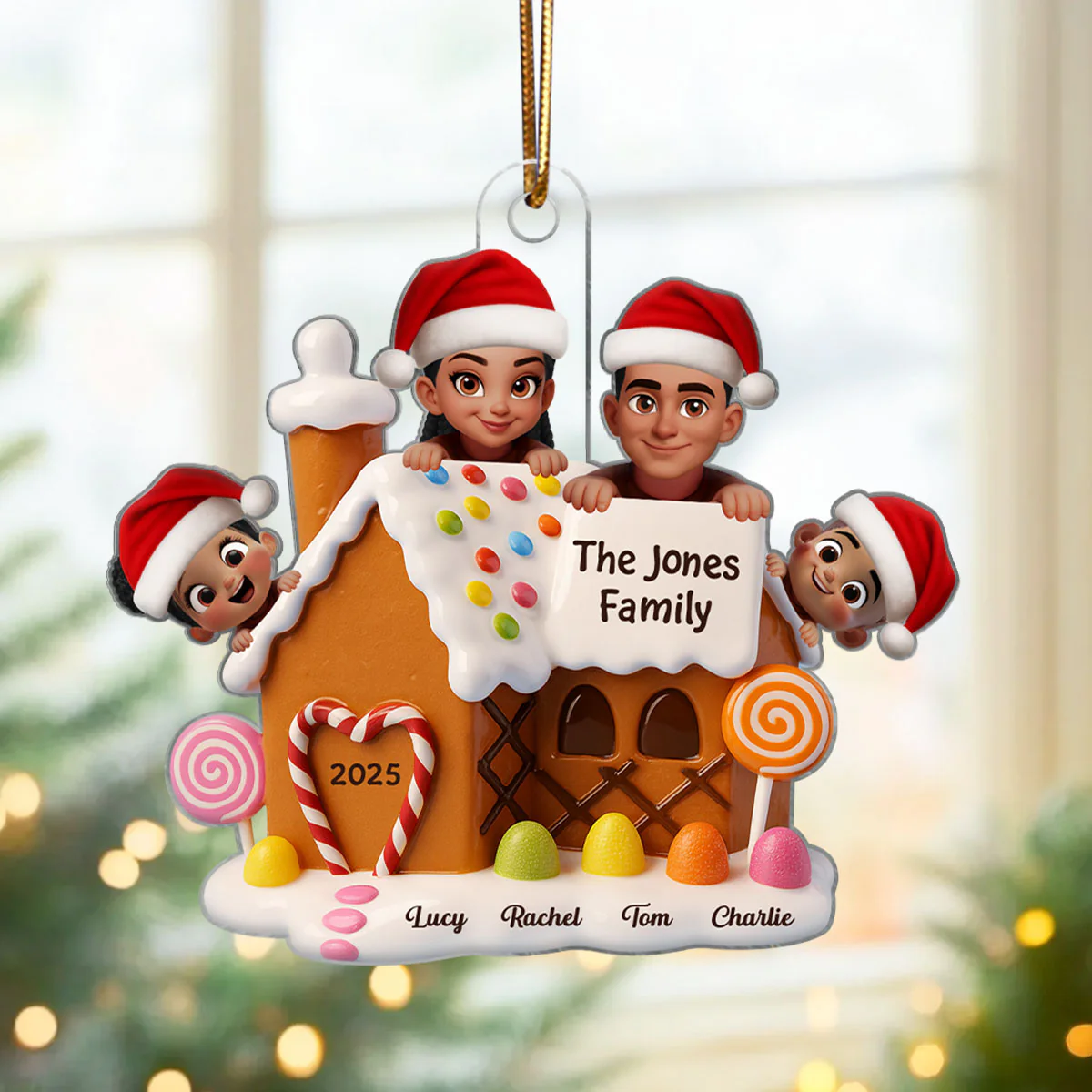 Gingerbread House Family Personalized Acrylic Ornament, Christmas Gift for Husband, Wife, Kid - Image 4