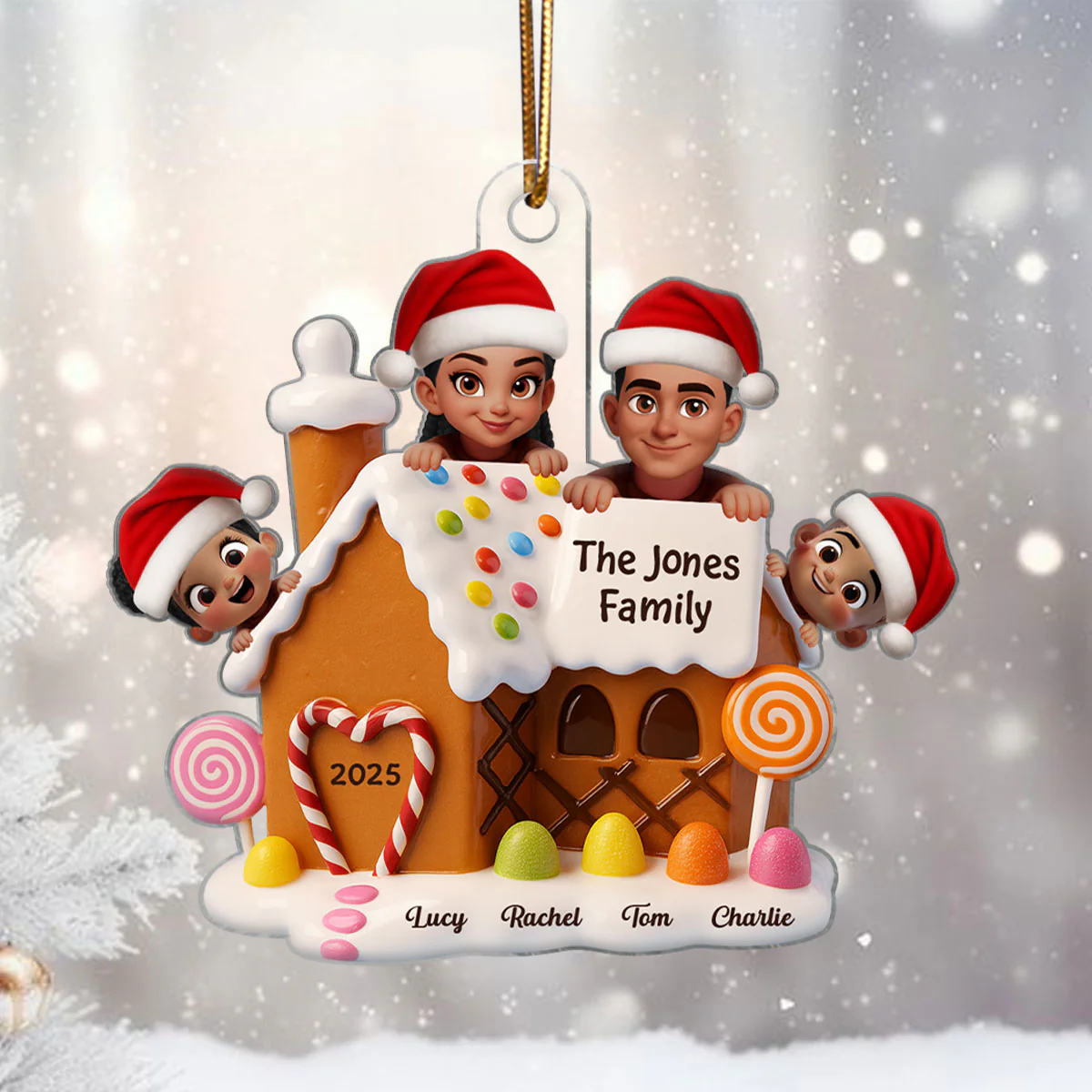 Gingerbread House Family Personalized Acrylic Ornament, Christmas Gift for Husband, Wife, Kid - Image 6