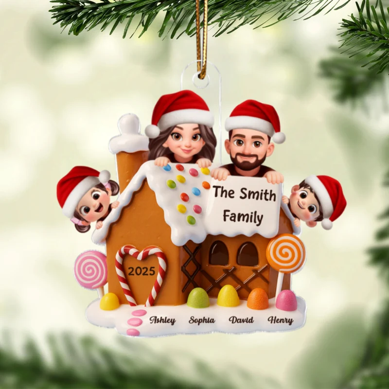 Gingerbread House Family Personalized Acrylic Ornament, Christmas Gift for Husband, Wife, Kid - Image 8