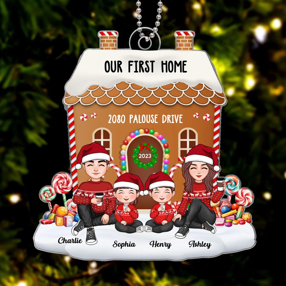 Gingerbread House New Home Family Couple Keepsake Housewarming Gift Personalized Acrylic Ornament
