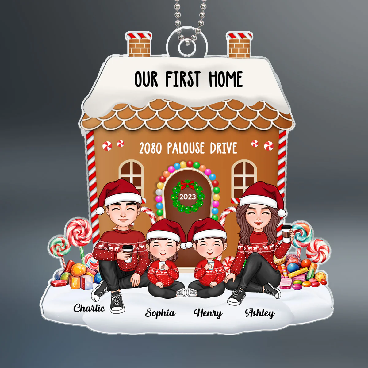 Gingerbread House New Home Family Couple Keepsake Housewarming Gift Personalized Acrylic Ornament - Image 2