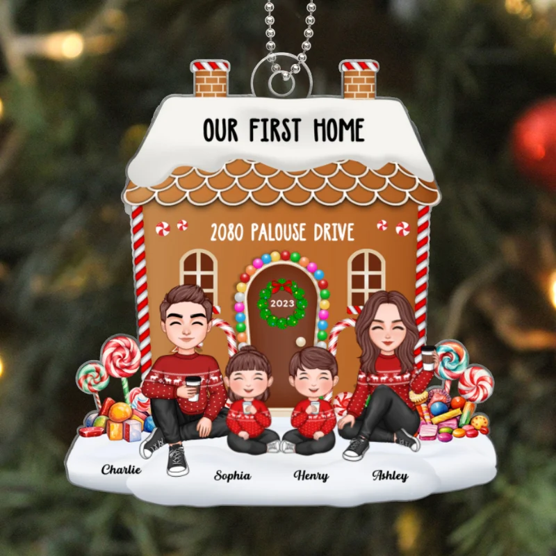 Gingerbread House New Home Family Couple Keepsake Housewarming Gift Personalized Acrylic Ornament - Image 5