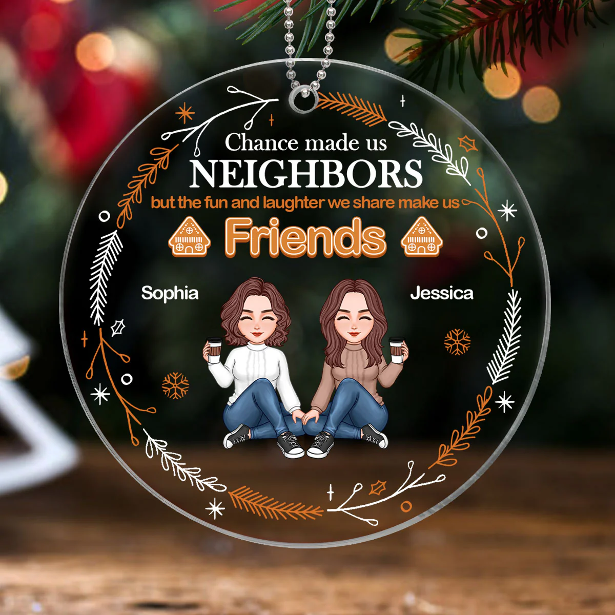 Gingerbread Neighbor Christmas Personalized Acrylic Ornament - Image 5