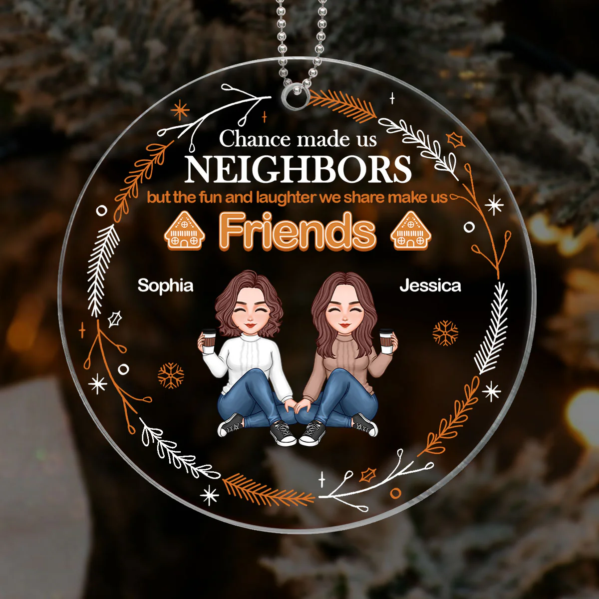 Gingerbread Neighbor Christmas Personalized Acrylic Ornament - Image 7