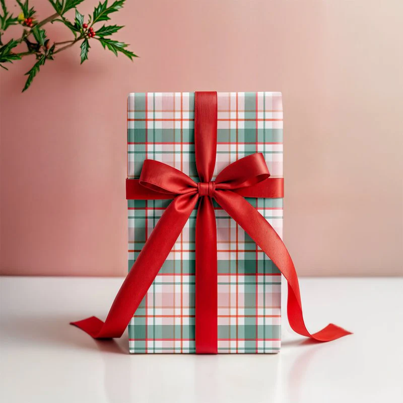 Gingham Plaid Gift Wrapping Paper - Image 4