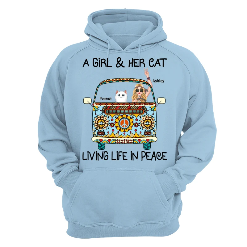 Girl & Fluffy Cats Living Life In Peace Bohemian Hippie Personalized Shirt - Image 14