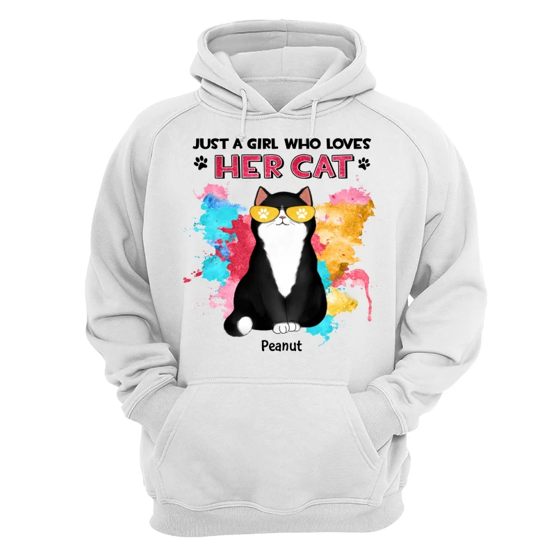 Girl Loves Her Cats Watercolor Texture Cat Mom Personalized Shirt - Image 13