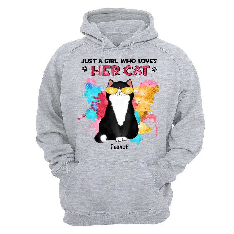 Girl Loves Her Cats Watercolor Texture Cat Mom Personalized Shirt - Image 14