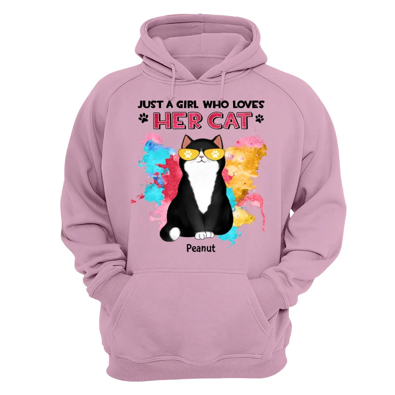 Girl Loves Her Cats Watercolor Texture Cat Mom Personalized Shirt - Image 15