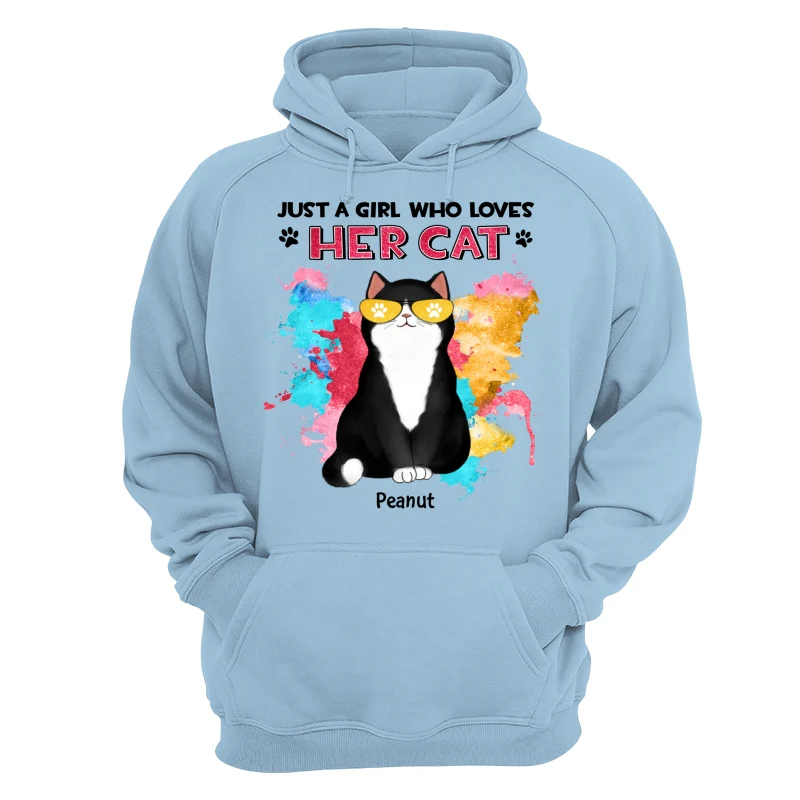 Girl Loves Her Cats Watercolor Texture Cat Mom Personalized Shirt - Image 16