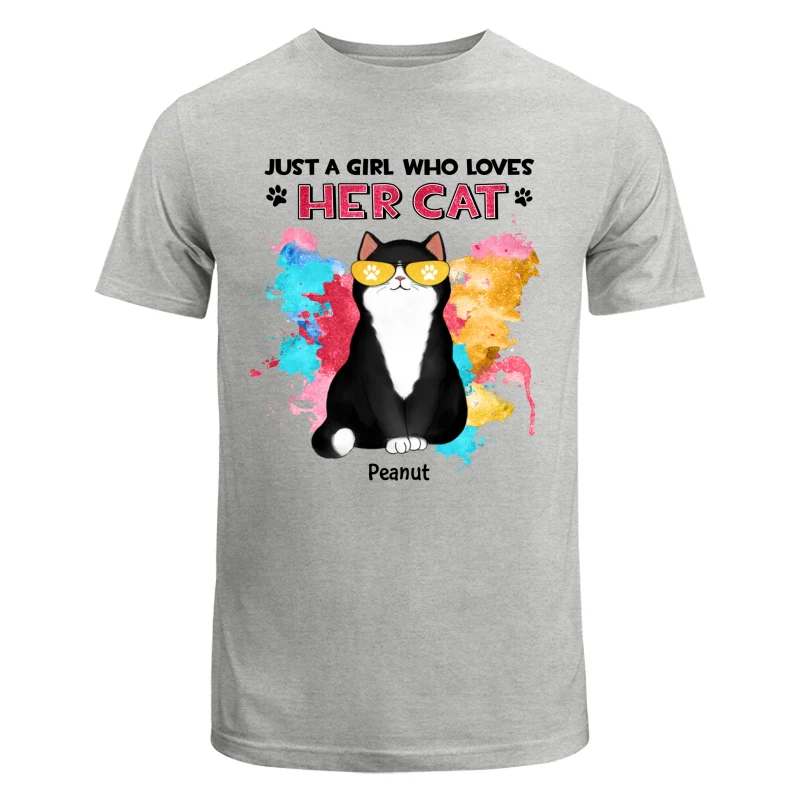 Girl Loves Her Cats Watercolor Texture Cat Mom Personalized Shirt - Image 6