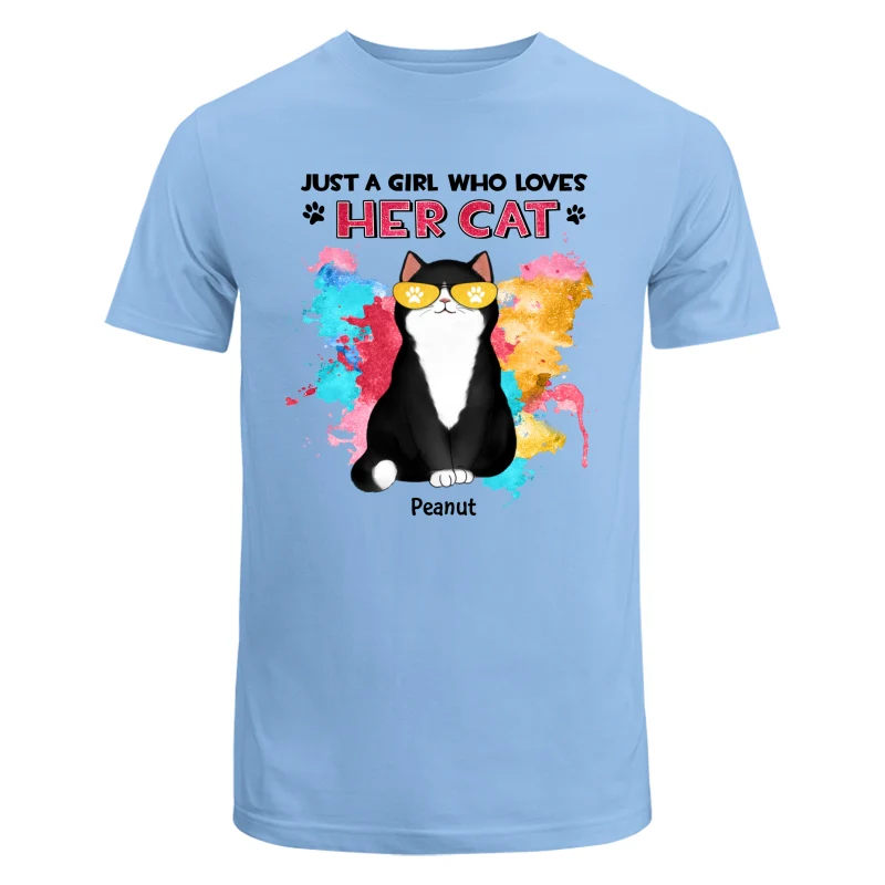 Girl Loves Her Cats Watercolor Texture Cat Mom Personalized Shirt - Image 8