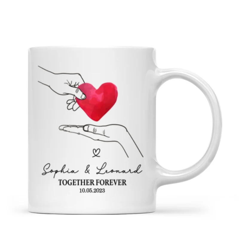 Give You My Heart Couple Hands Personalized Mug, gift, Anniversary gift for Couples - Image 10